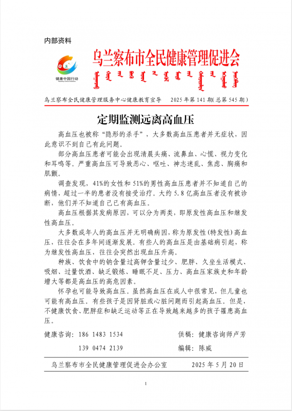 定期监测远离高血压